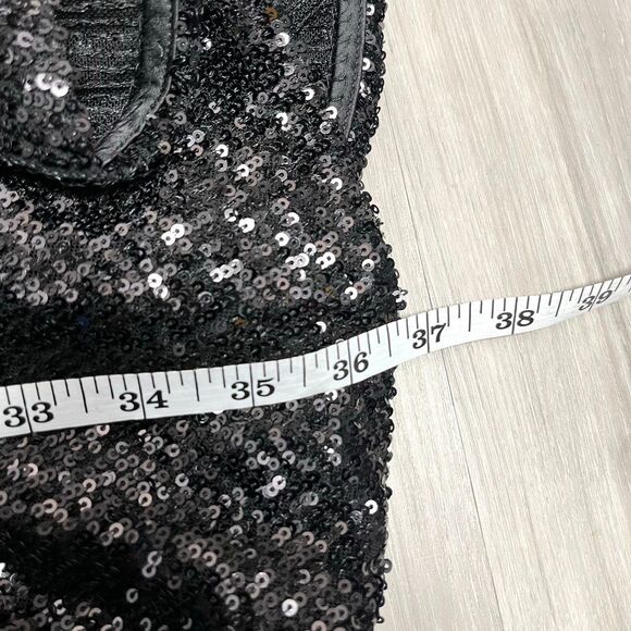 Eliza J Dress Women’s 4 Black Sequins Long Sleeve V-Neck Faux Wrap Ruffle Hem - Picture 8 of 8